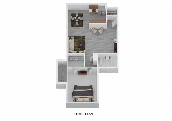 Floor plan for 1 bed, 1 bath, 716 sqft
